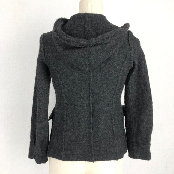 FYLO by Nylon Women's Size Small** Grey Boiled Wool Long Sleeve Duffle Coat - Picture 3 of 8